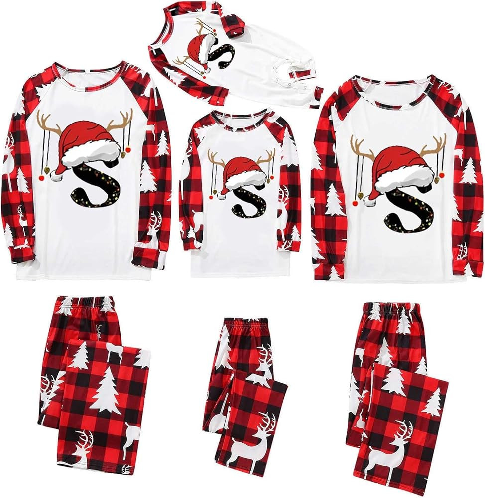 Family Christmas Pajamas Matching Sets 2025 Fashion Alphabet Xmas Pjs Sets Cute Couples Matching ... | Amazon (US)