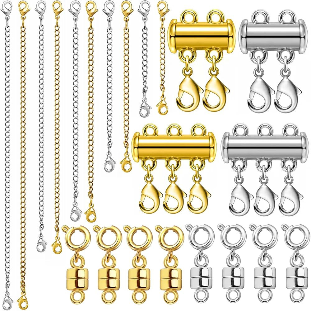 Magnetic Jewelry Clasps for Necklace Extender and Layering, Multiple Styles Magnetic Clasps for N... | Amazon (US)