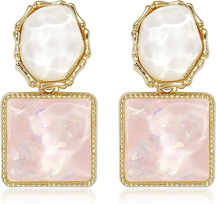 Asymmetrical Earrings for Women Boho Resin Dangle Earrings Acrylic Water Ripple Earring | Amazon (US)