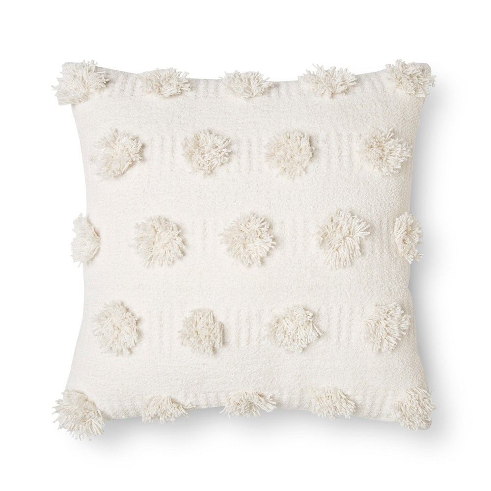 Cream Pom Dot Square Throw Pillow (18""x18"") - Nate Berkus | Target