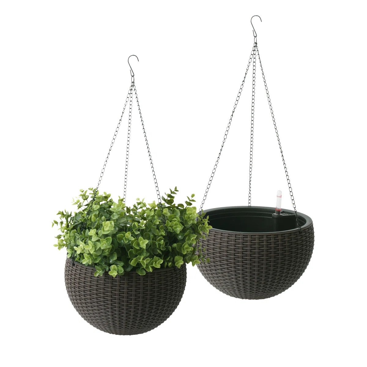 Byrum Plastic Wicker Self-Watering Hanging Planter (Set of 2) | Wayfair North America