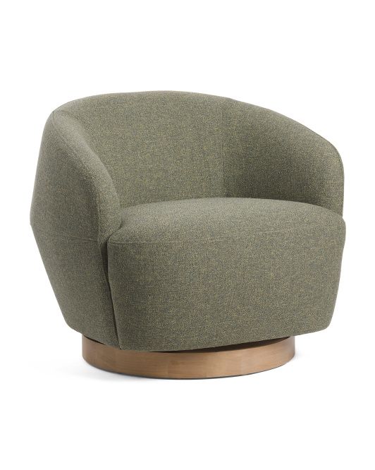 28in Curve Back Wood Base Swivel Accent Chair | TJ Maxx