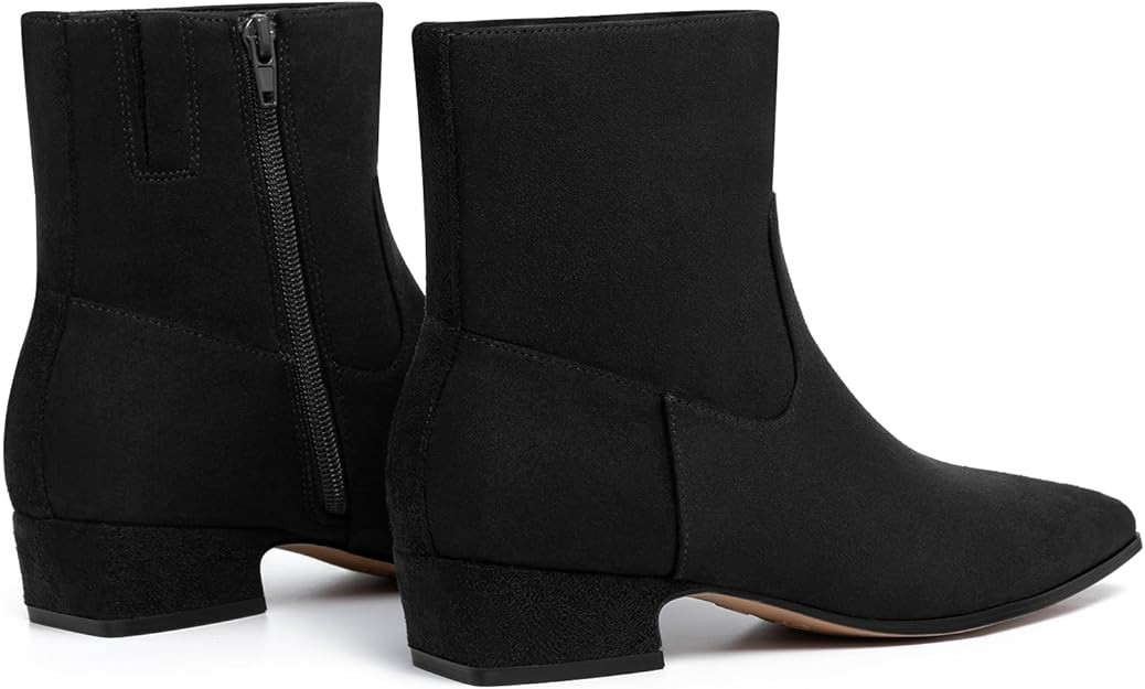 Athlefit Ankle Boots for Women Low Heel Fashion Square Toe Comfortable Short Boots with Side Zipp... | Amazon (US)