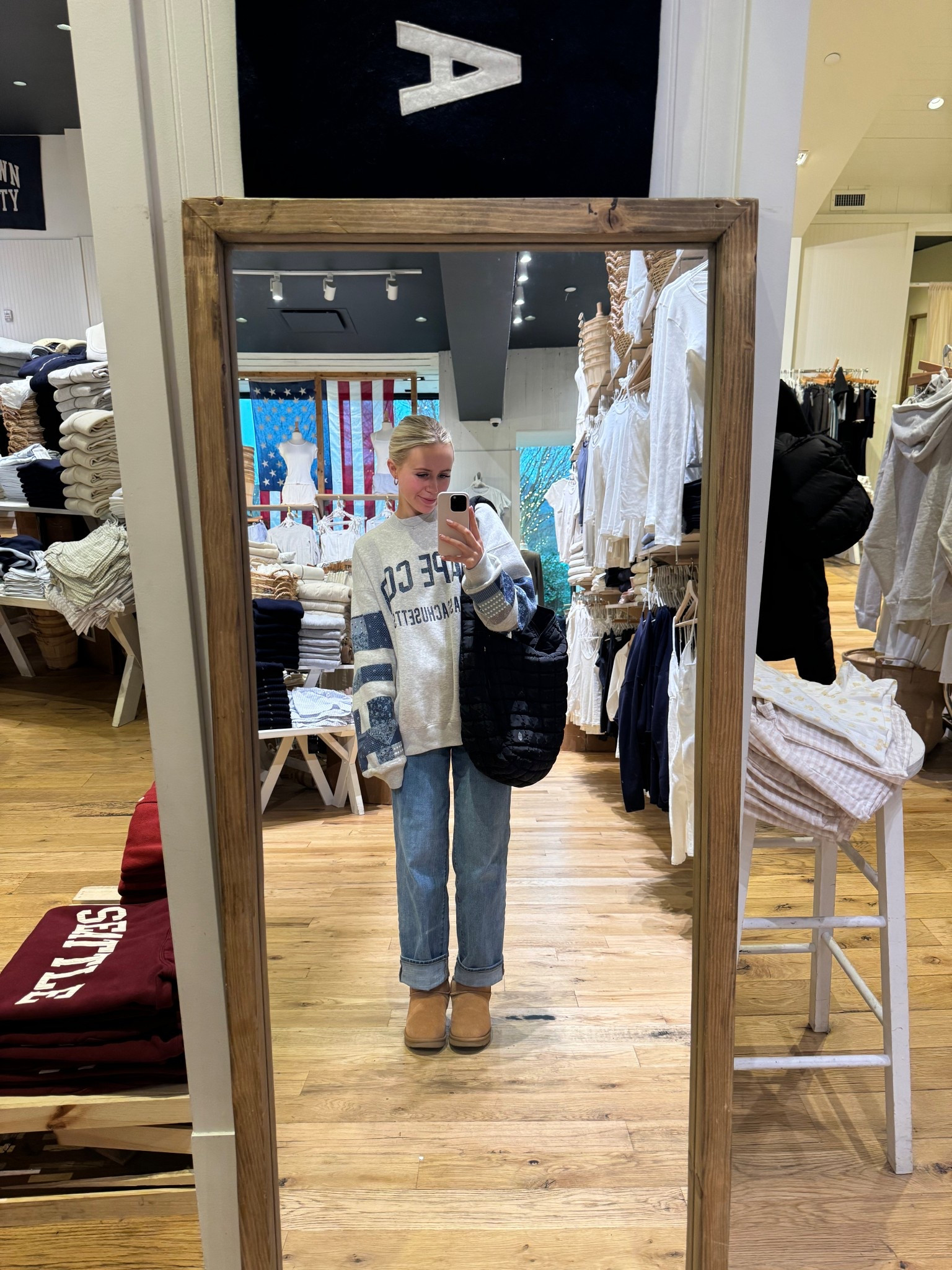 Fall shopping outfit!!! #abercrombie #oldnavy #ugg #fall
Size medium men’s crewneck 
Jeans size 2 old navy  

#LTKdayinmylife #LTKHoliday #LTKvlog