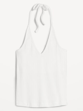 Rib-Knit V-Neck Halter Top for Women | Old Navy (US)