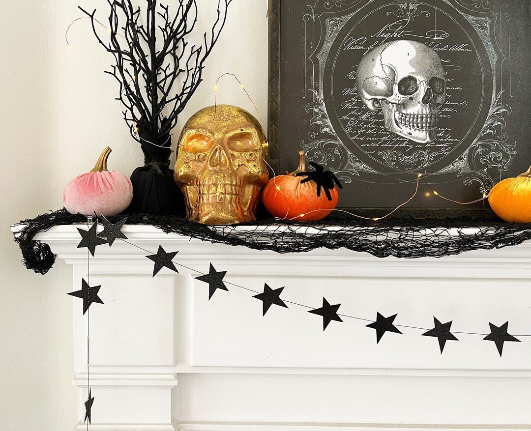 Pre-order Black Mini Glitter Star Garland 6 Ft Across - Etsy | Etsy (US)