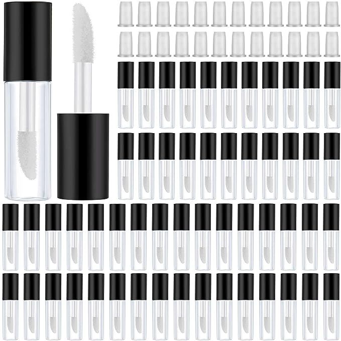 100 Pieces 1.2 ml Clear Mini Lip Gloss Tube Refillable Empty Lip Balm Bottles Transparent Lipstic... | Amazon (US)