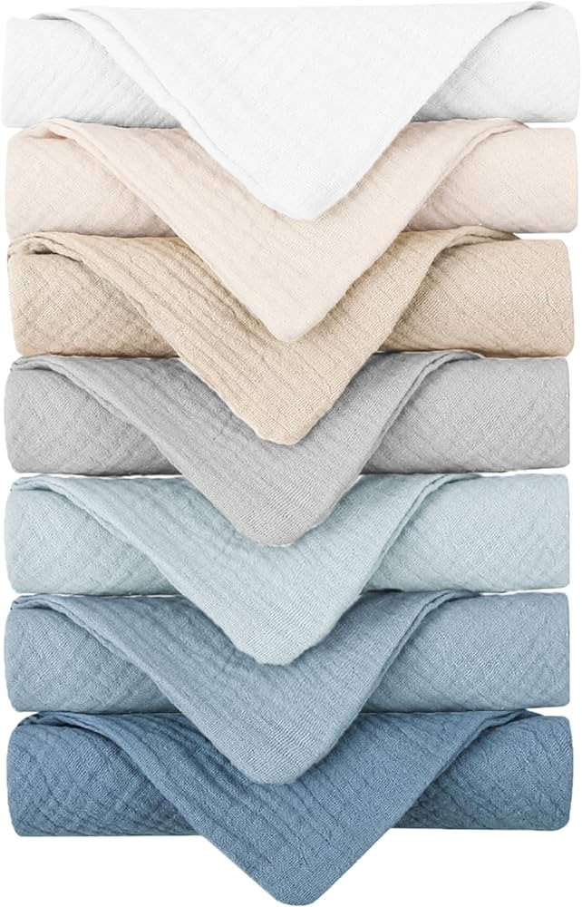 Konssy Baby Muslin Washcloths 7 Pack -100% Cotton Baby Bath Towels, Soft Baby Wash Cloths and Abs... | Amazon (US)