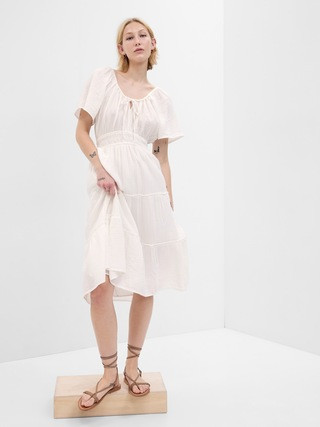 Crinkle Gauze Tiered Midi Dress | Gap (US)