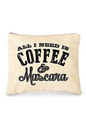 All I Need is Coffee & Mascara Cosmetic & Pencil Canvas Bag - Makeup organizer, pen and planner orga | Amazon (US)