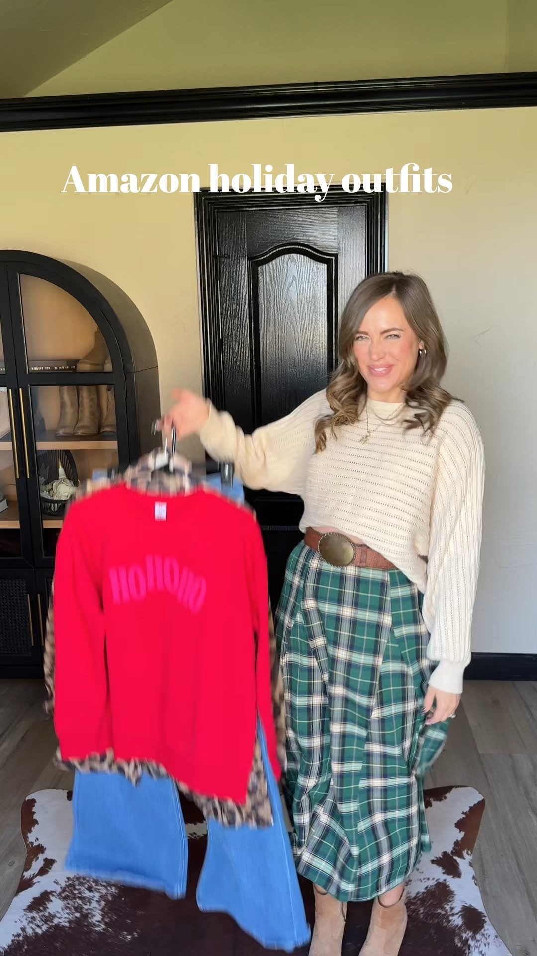 Two holiday looks you can wear this season. Say “JINGLE” to shop🛍️. Whether you’re dressing up or keeping it comfy, these Amazon outfits make getting ready so easy.

Look 1: plaid skirt + cozy sweater for a dressier holiday moment.
Look 2: Christmas sweater layered over a leopard sheer button-up with jeans for that cute + casual vibe.

Affordable, adorable, and perfect for anything from holiday parties to school events to family pictures.
If you’re looking for cute holiday outfits on a budget… Amazon truly understood the assignment. 💁‍♀️🎅🏻

#amazonstyle #holidayoutfit #holidaystyles #christmasoutfit #amazonfashionfinds #winteroutfits #affordablefashion #holidaylookbook #momstyles #festivefashion2025 #plaidskirtoutfit 

#LTKHoliday #LTKSaleAlert #LTKCyberWeek