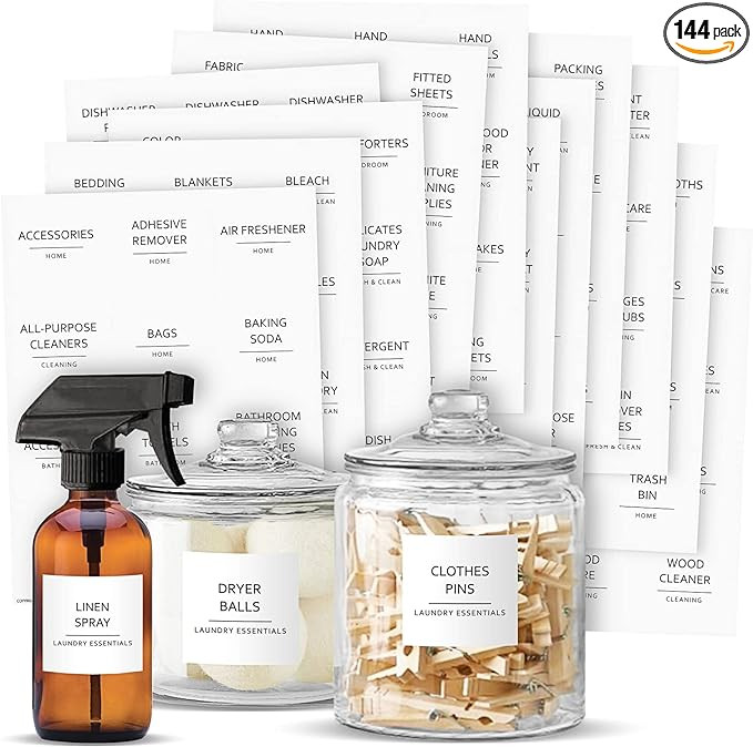 Talented Kitchen 144 Minimalist Laundry Room Labels - Preprinted Organization Stickers for Glass ... | Amazon (US)