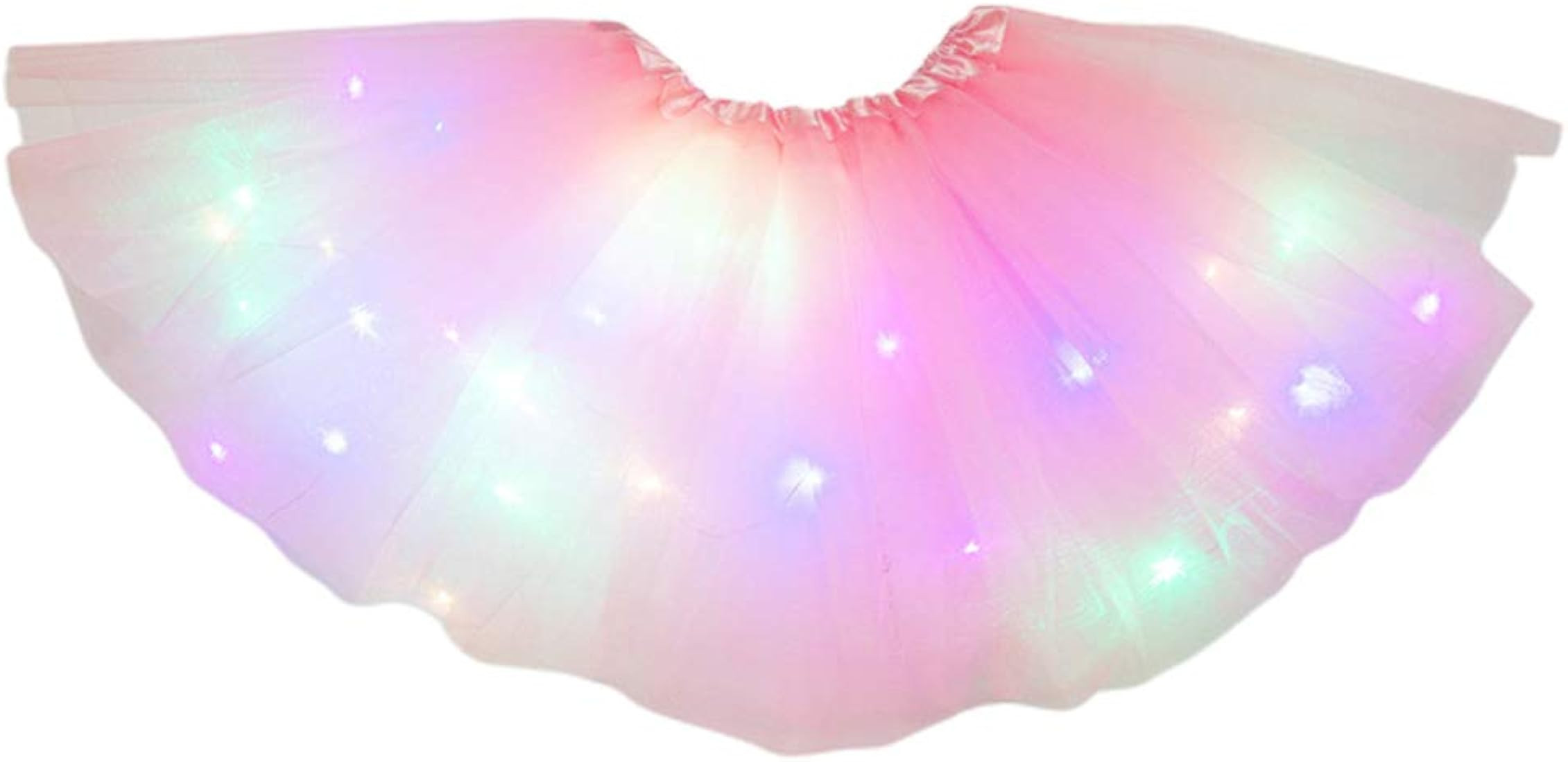 Star Sequins Neon LED Lights Layered Tutu Skirt Elastic Dress for 3-12T Girls | Amazon (CA)