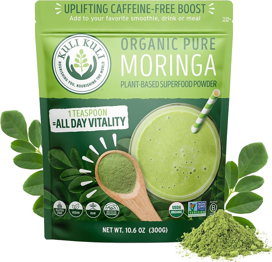Kuli Kuli Moringa Oleifera Organic Leaf Powder & Green Smoothie, 100% Pure USDA Certified & Non-G... | Amazon (US)