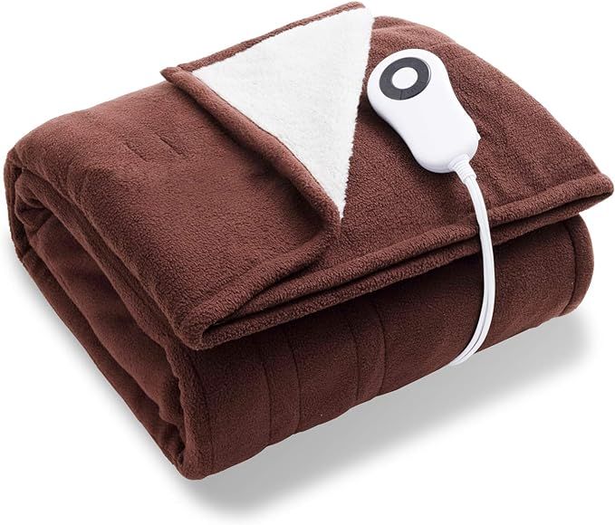 Bedsure Heated Blanket Throw Electric - with 5 Heat Setting, Fast Heating Blanket, 4 H Timer Auto... | Amazon (US)