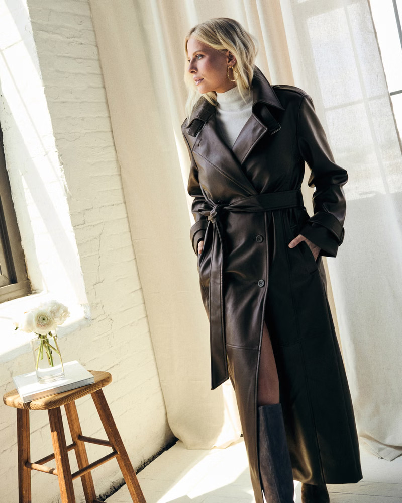 Women's Vegan Leather Trench Coat | Women's New Arrivals | Abercrombie.com | Abercrombie & Fitch (US)