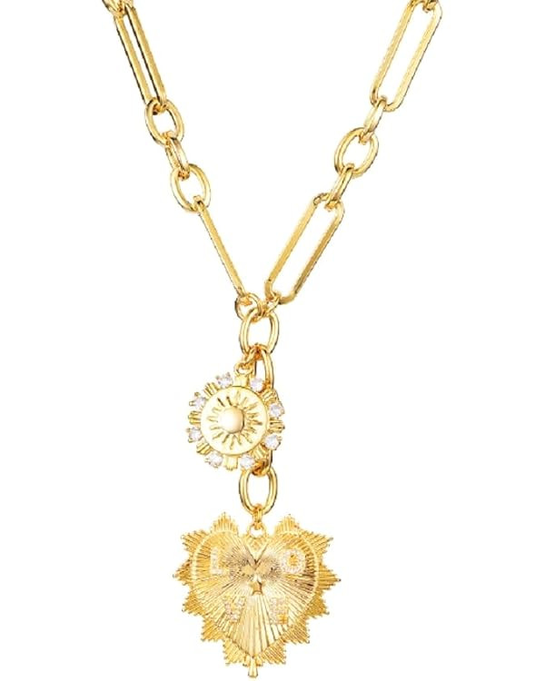 Chunky 18K Gold Plated Chain Choker Sun Heart Pendant Necklaces for Women Jewelry | Amazon (US)