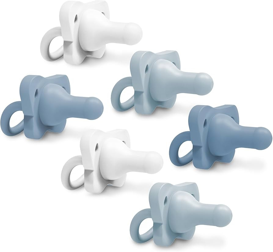 Dr. Brown's HappyPaci 100% Silicone Pacifier 0-6m, BPA Free, White, Blue, Light Blue, 6 Pack | Amazon (US)