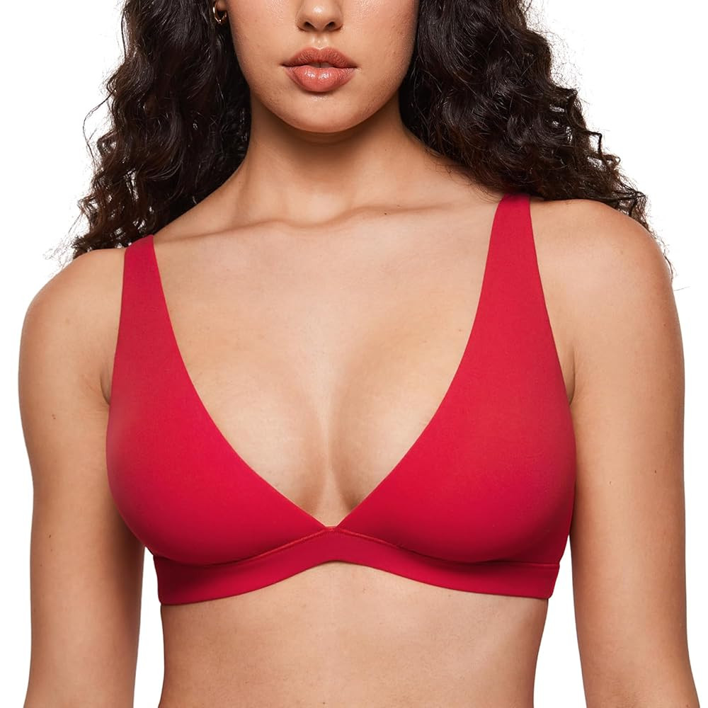 INLYRIC Women's Inbarely Soft Plunge Bralette - Deep V Unlined Triangle No Padding No Underwire S... | Amazon (US)