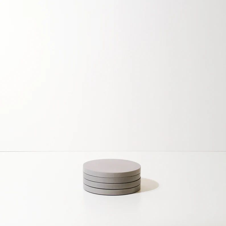 Concrete Coaster Set  Minimalist Solid Circle Coasters  - Etsy | Etsy (US)