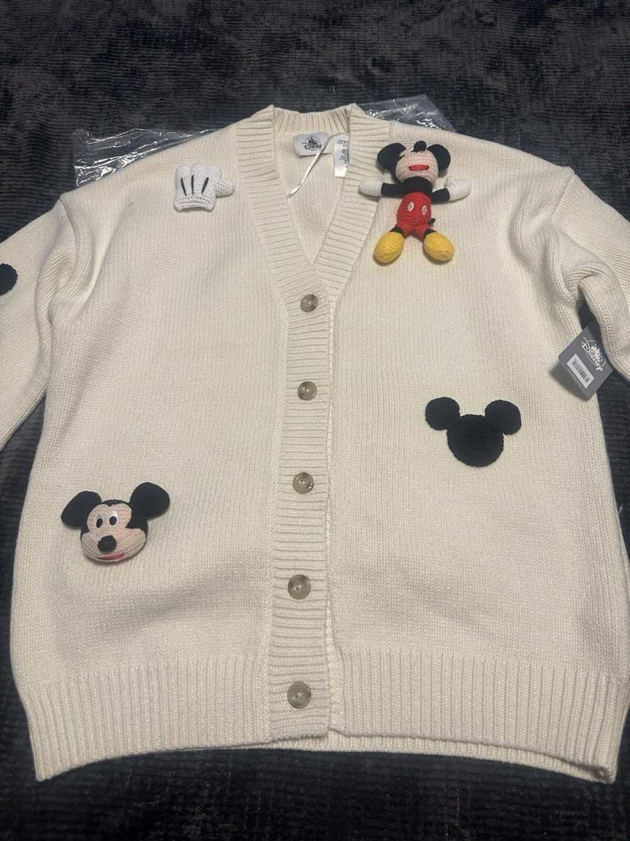 NEW Disney Mickey Mouse Knit Cardigan Plush Appliqué Women MEDIUM.  | eBay | eBay US