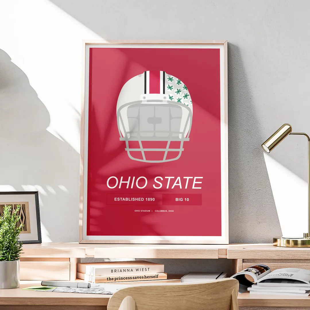 Minimalist Ohio State Helmet Poster, Ohio State Buckeyes Poster, Office Wall Art, Minimalist Post... | Etsy (US)