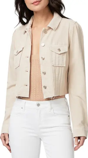 PAIGE Pacey Raw Hem Crop Twill Jacket | Nordstrom | Nordstrom