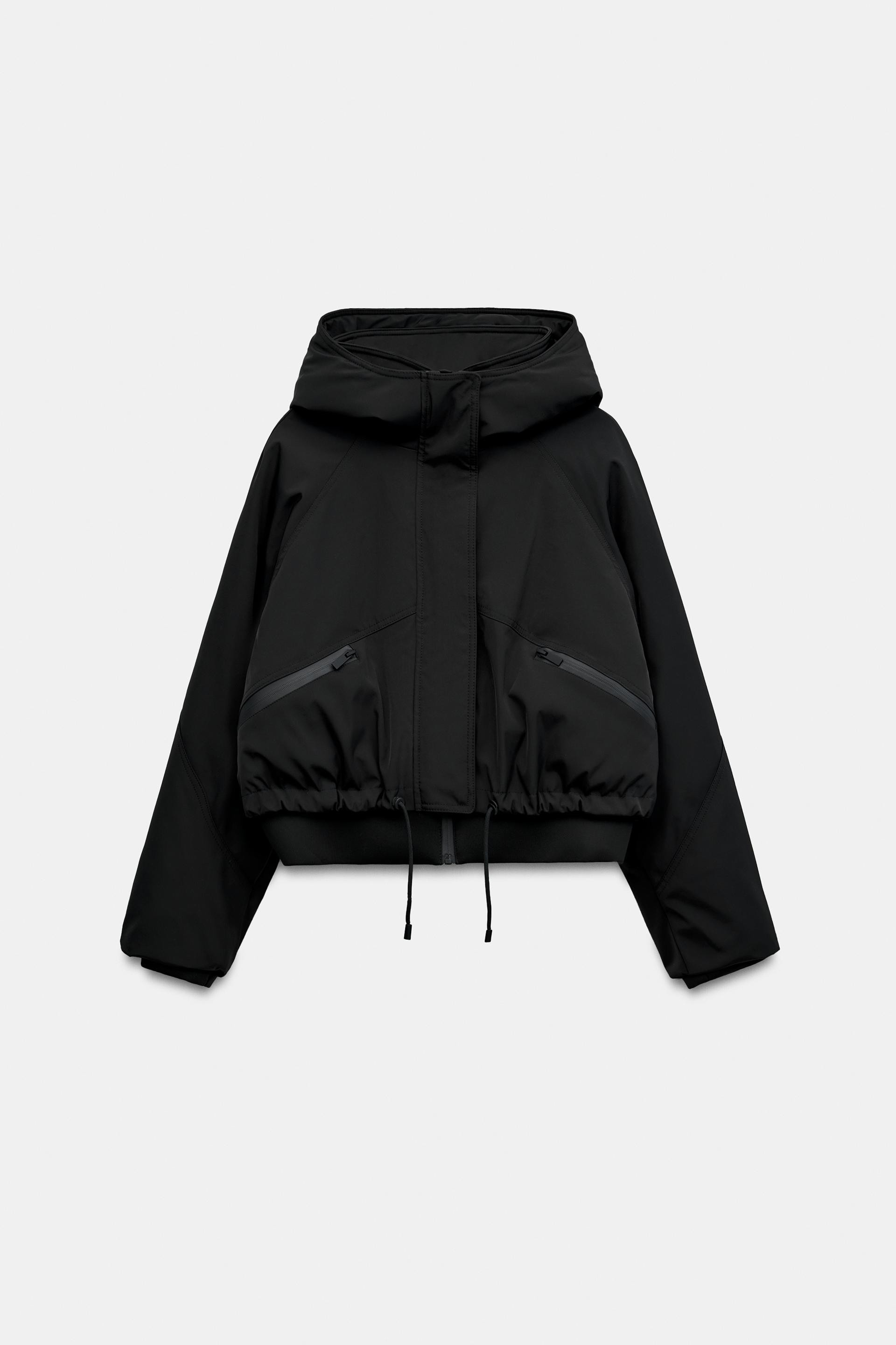 Zara - Short Technical Anorak Water-Repellent Windproof - Black - Xl - Woman | Zara UK