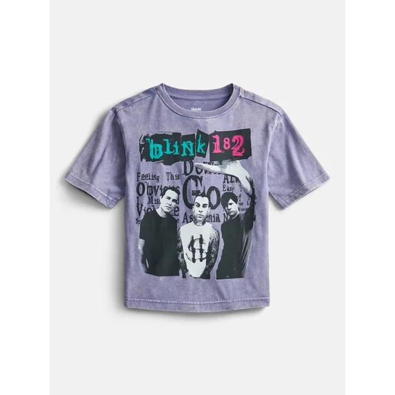 Blink 182 Boy’s Mineral Washed Crewneck Tee with Short Sleeves, Sizes 4-18 | Walmart (US)