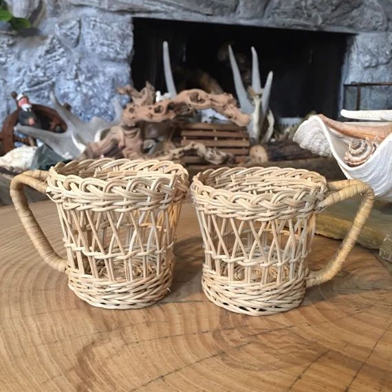 Set of two wicker cup holders. | Etsy (CAD)