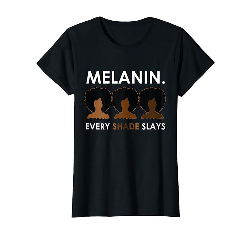 Melanin Every Shade Slays Natural Hair Afro T-Shirt | Amazon (US)