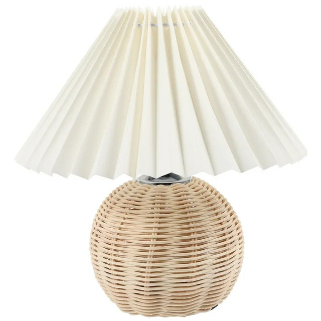 Table Lamp with Pleated Lampshade Small Night Light Bedside Desk Light Bedroom Table Light | Walmart (US)