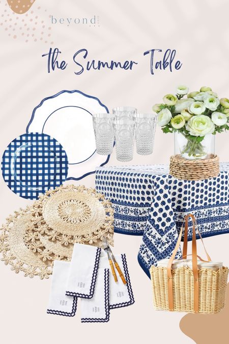 A summer table hits different! These plates and glasses are outdoor-friendly. You can never go wrong with navy, white and rattan for entertaining  

#LTKHome #LTKSaleAlert #LTKFindsUnder50