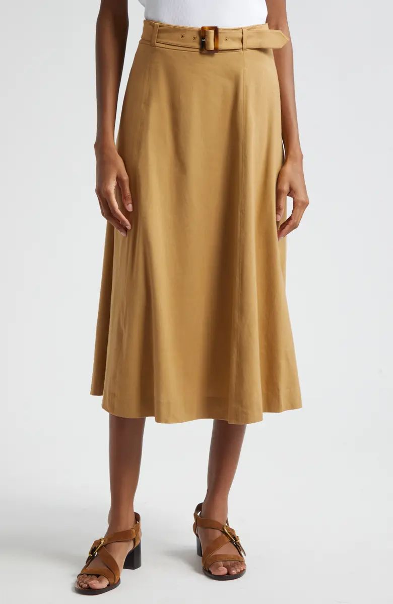 Veronica Beard Arwen Belted Linen Blend Skirt | Nordstrom | Nordstrom