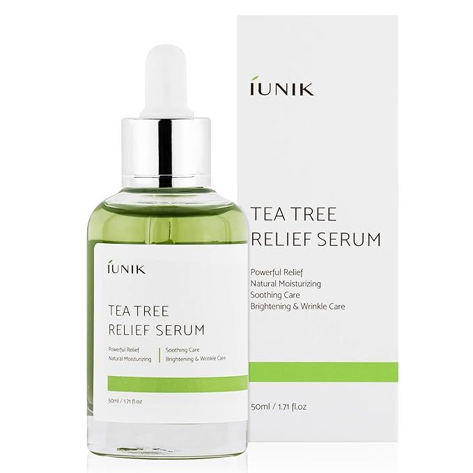 iUNIK Tea tree Relief Natural Facial Serum 1.71 Fl Oz, - Acne Treatment Serum Ampoule Clear Skin ... | Amazon (US)