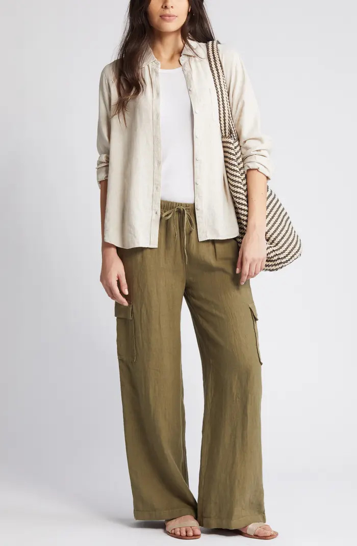 Caslon® Linen Blend Button-Up Shirt | Nordstrom | Nordstrom