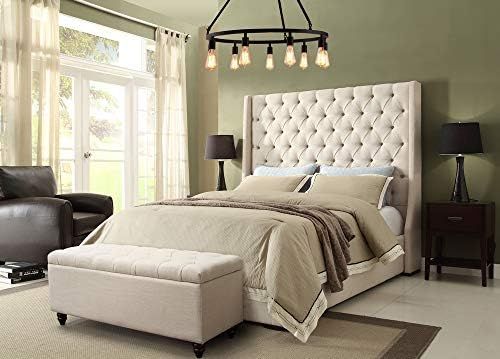 Diamond Sofa Park Avenue Queen Tufted Bed with Vintage Wing in Desert Sand Linen | Amazon (US)