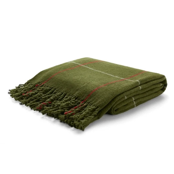 Sierra Collection Tartan Plaid Design Turkish Throw Blanket, Dark Green | Walmart (US)