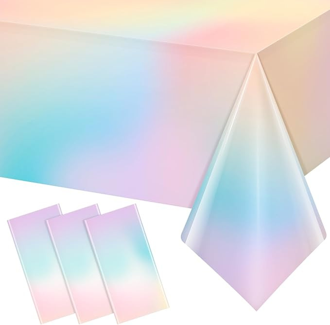 Hallswl 3Pcs Pastel Tablecloths,Plastic Rainbow Tablecloth Disposable Rectangle Pastel Table Cove... | Amazon (US)