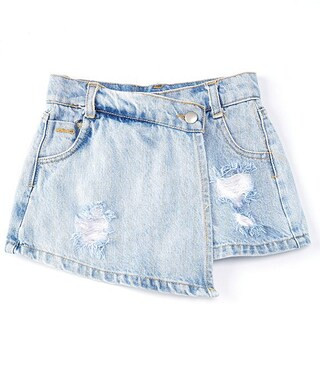 Little Girls 2T-6X Distressed Denim Asymmetrical Skort | Dillard's
