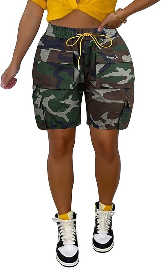 Famnbro Women Camo Shorts Slim Fit Camouflage Cargo Shorts Casual Army Fatigue Shorts with Pocket... | Amazon (US)