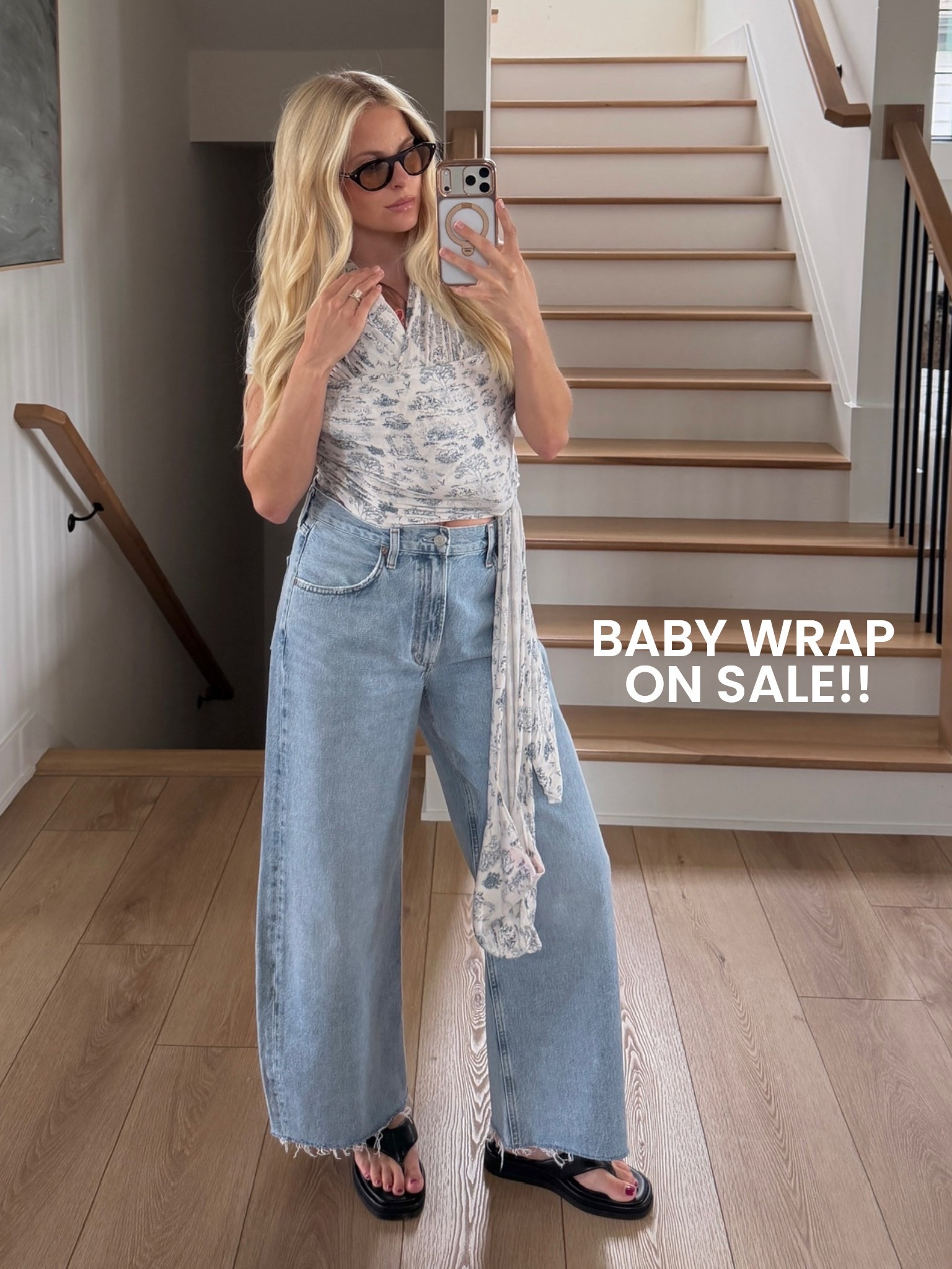 Wrap a part of the Nordstrom sale! I have color Bleu Toile! SIZE: 29 in jeans (sized up for pregnancy & postpartum), shoes run tts! #kathleenpost

Casual summer outfit, postpartum look

#LTKBaby #LTKmomlife #LTKootd