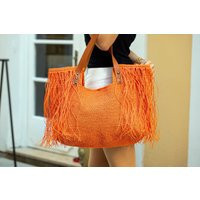 Große Stroh Strandtasche, Xl Raffia Tasche, Sommer Schultertasche Mit Fransen, Handgemachtes Geschenk Für Frauen | Etsy (DACH)