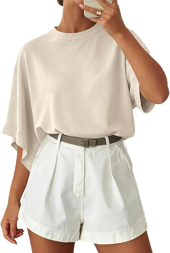 Tankaneo Womens Oversized Batwing Short Sleeve T Shirts Summer Casual Round Neck Tunic Tops Loose... | Amazon (US)