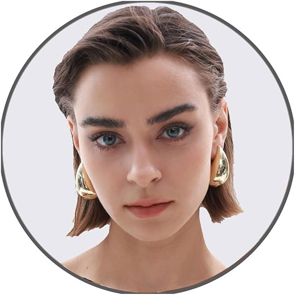 PNYFIL Bottega Earring Dupes Chunky Gold Hoop Earrings For Women Trendy Tear Drop Waterdrop Earri... | Amazon (US)