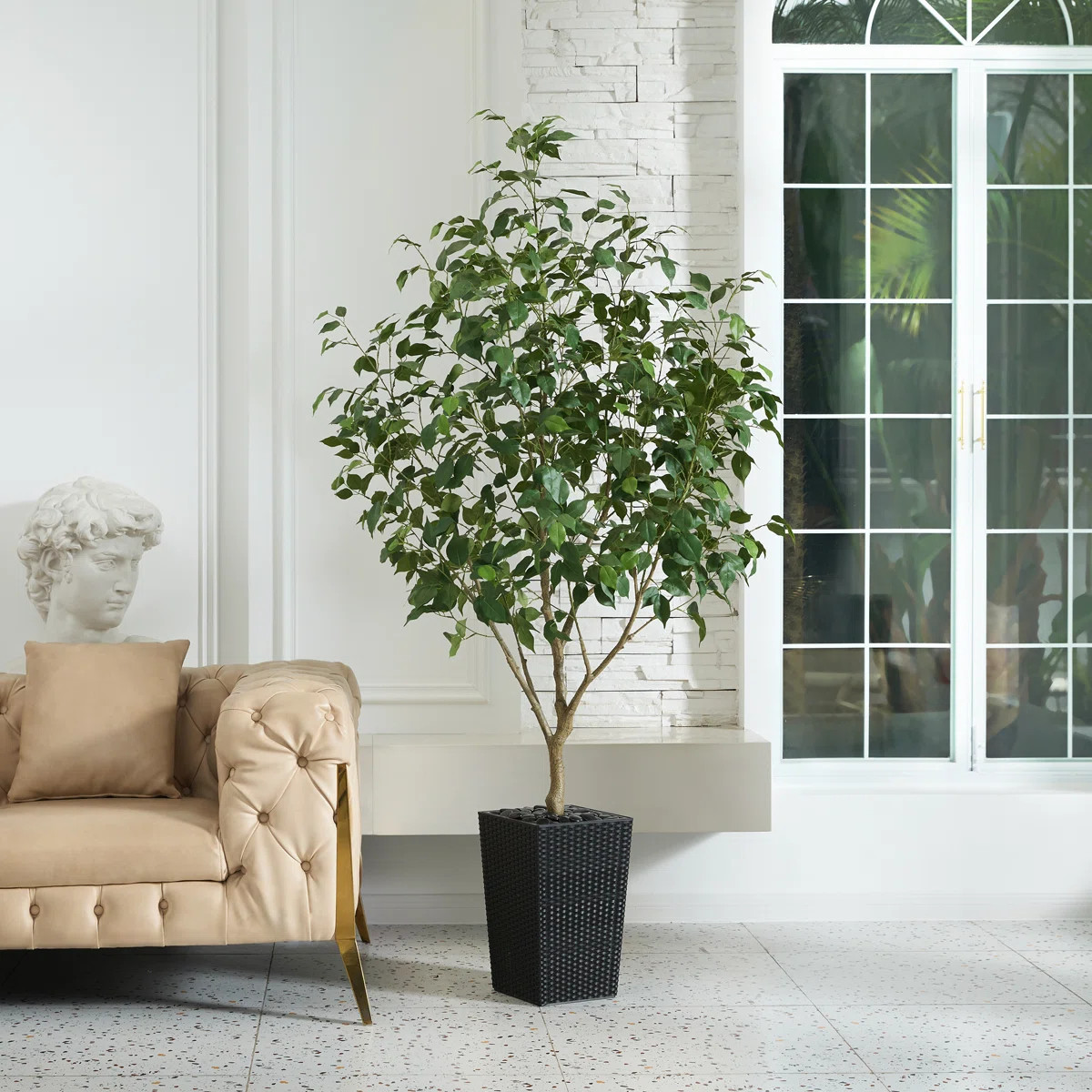 Adcock Artificial Ficus Tree, UV Protected Faux Greenery with Huge Decorative Base for Indoor Out... | Wayfair North America