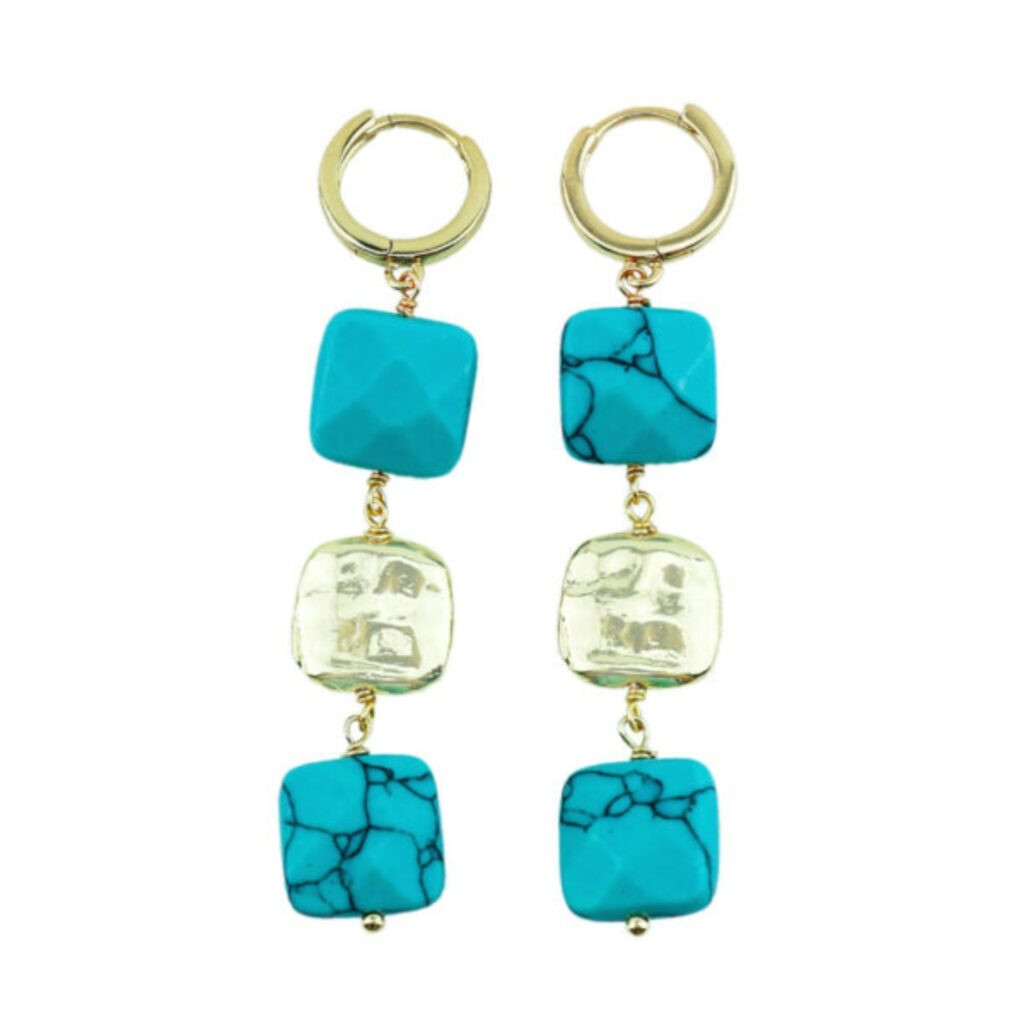 TURQUOISE SQUARE HINGE EARRINGS | Panacea