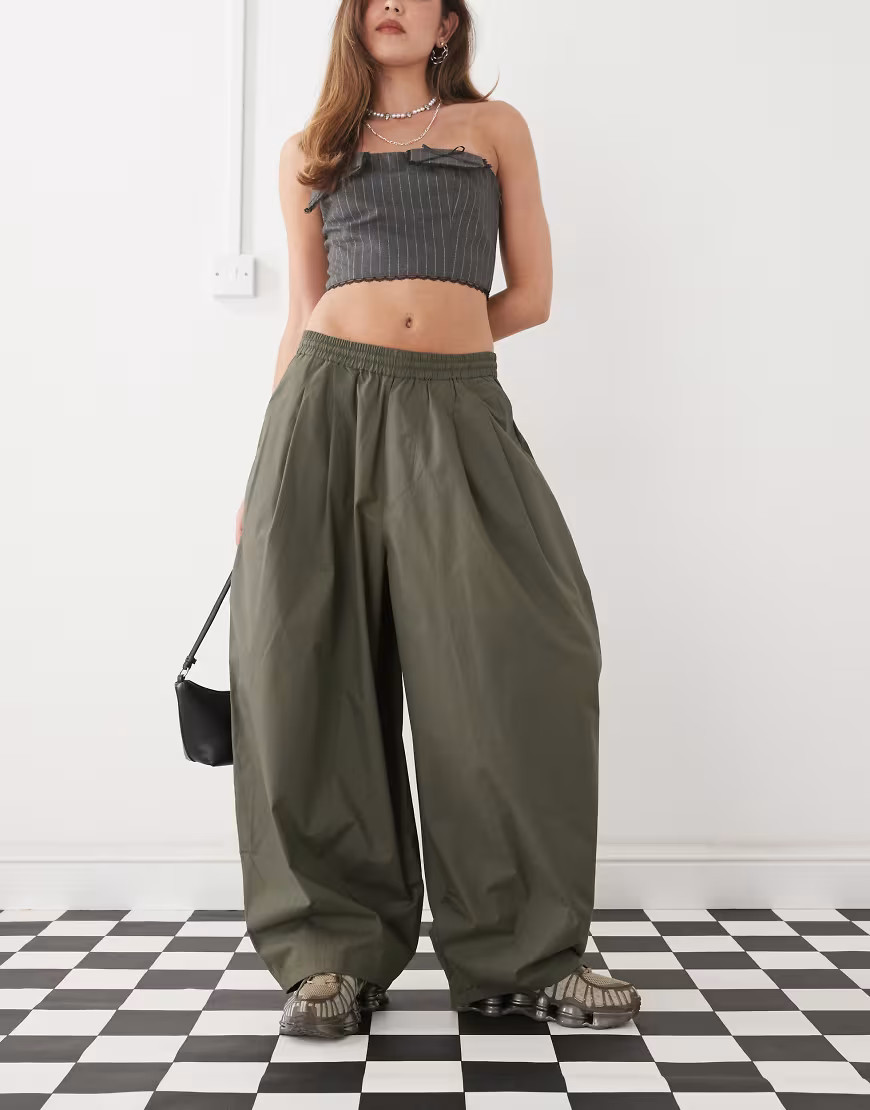 COLLUSION balloon leg pant in khaki-Green | ASOS (Global)