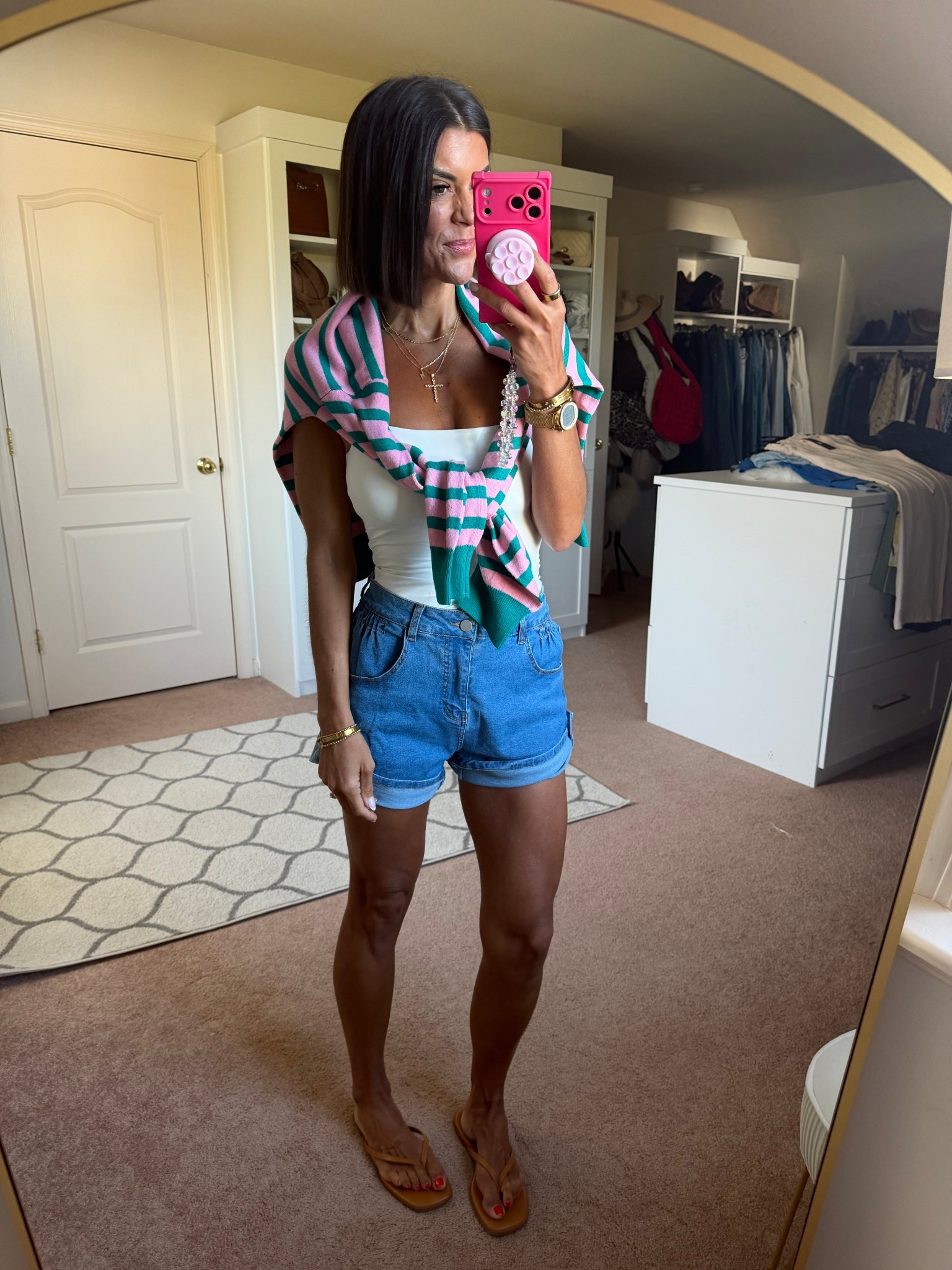 small in sweater and shorts, size xs in tank with built in bra

#LTKSeasonal