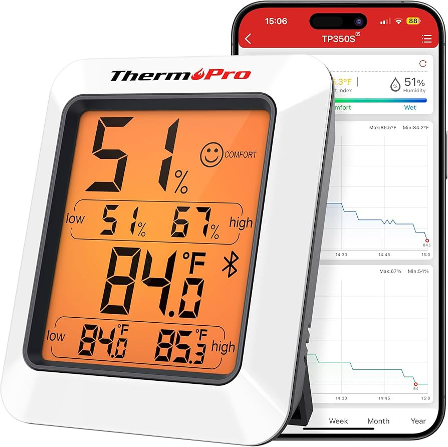 ThermoPro Hygrometer Thermometer for House TP350, Bluetooth Room Indoor Greenhouse Thermometer Mo... | Amazon (US)